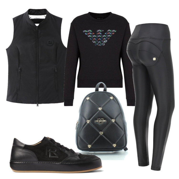 Outfit donna - Total look #1528042. Stile Basic per Tutti i giorni. Abbinamento con piumini, felpe, pantaloni skinny, zaini, sneakers alte.