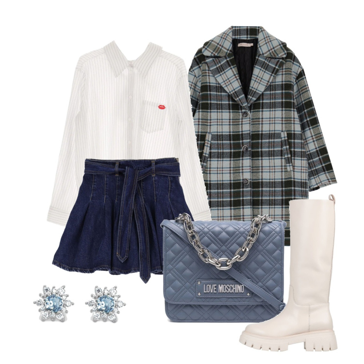 Outfit donna - Ghost outfitter - over the size. Stile Casual chic per Tutti i giorni. Abbinamento con stivali, orecchini, minigonne, camicie, cappotti, borse a tracolla.