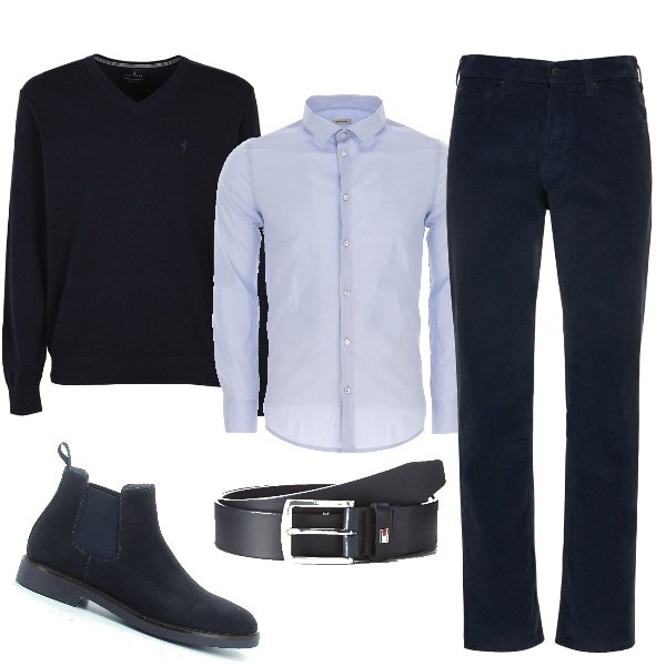 Outfit uomo - Francesco. Stile Casual per Tutti i giorni. Abbinamento con pullovers, camicie, stivali e stivaletti, jeans, cinture.