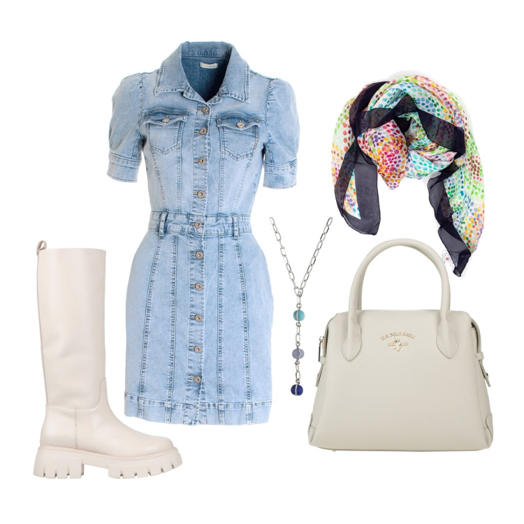 Outfit donna - Ghost outfitter - innamorata del jeans. Stile Casual chic per Tutti i giorni. Abbinamento con stivali, borse a mano, vestiti chemisier, collane, foulard.