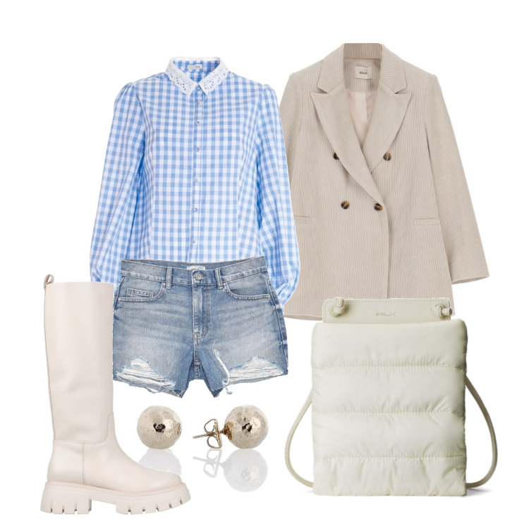 Outfit donna - Ghost outfitter - camicetta bon ton. Stile Casual chic per Tutti i giorni. Abbinamento con stivali, camicie, pantaloni corti, orecchini, giacche, borse a tracolla.