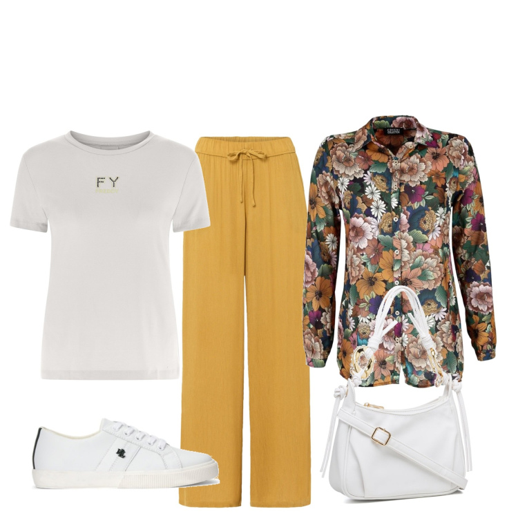 Outfit donna - Total look #1530406. Stile Basic per Tutti i giorni. Abbinamento con pantaloni, camicie, t-shirt, sneakers, borse a mano.