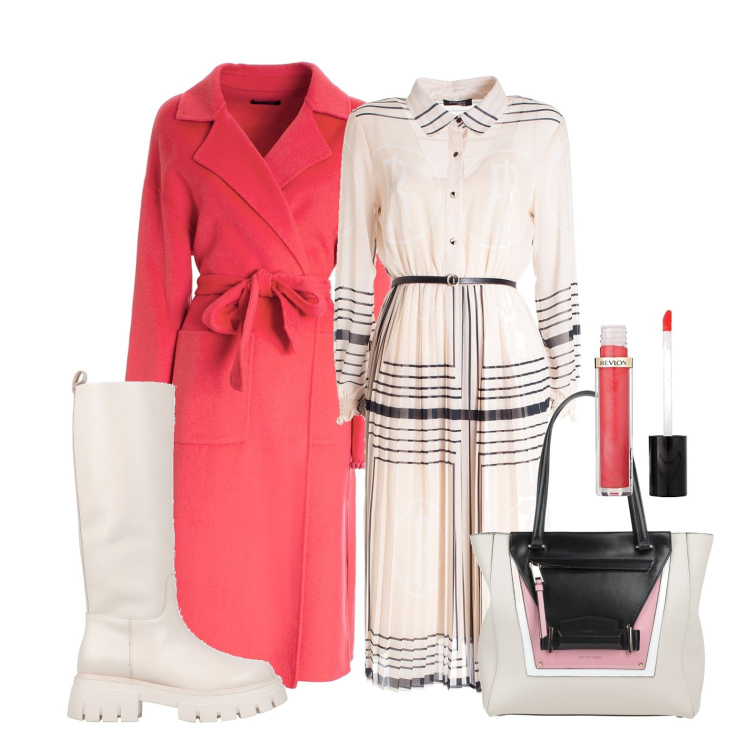 Outfit donna - Ghost outfitter - cappotto corallino. Stile Casual chic per Tutti i giorni. Abbinamento con stivali, borse a mano, vestiti chemisier, cappotti, gloss.