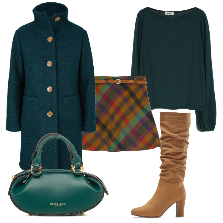 Outfit donna - La mini invernale. Stile Vintage retrò per Tutti i giorni. Abbinamento con cappotti, stivali, gonne, maglieria, borse a mano.