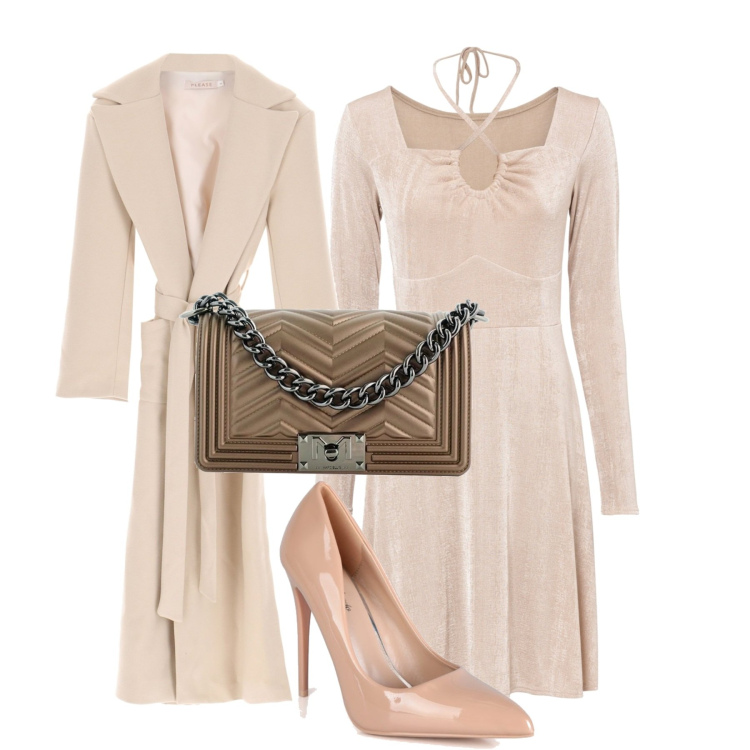 Outfit donna - In città. Stile Minimal per Tutti i giorni. Abbinamento con vestiti, décolleté, cappotti, borse a tracolla.