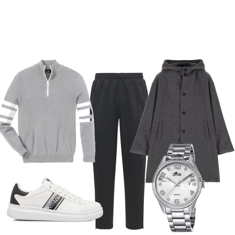 Outfit uomo - Total look #1531462. Stile Urban per Tutti i giorni. Abbinamento con t-shirt sportive, orologi, cappotti, sneakers, pantaloni.