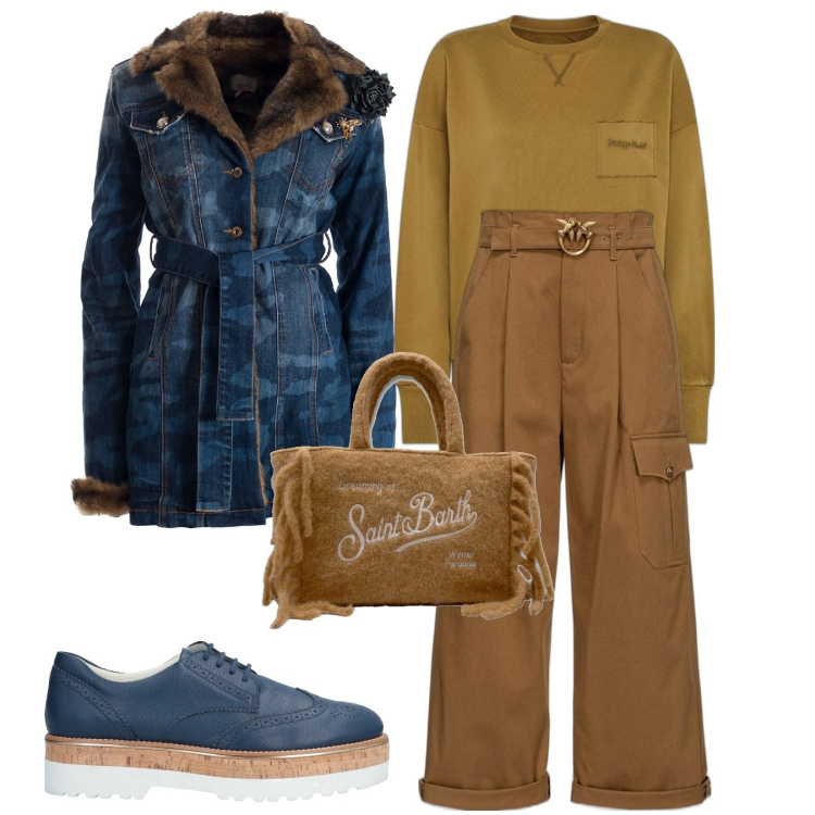 Outfit donna - Total look #1532422. Stile Casual per Scuola/Università. Abbinamento con scarpe stringate, giacche, felpe, pantaloni cargo, borse a mano.