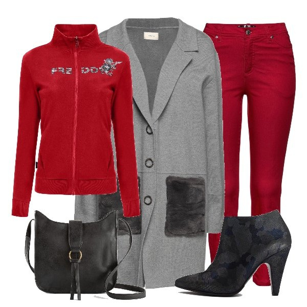 Outfit donna - Ingentiliamo lo stule sporty. Stile Sporty chic per Tutti i giorni. Abbinamento con pantaloni, borse a tracolla, cappotti, stivaletti, felpe.