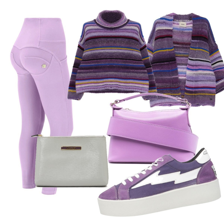 Outfit donna - Casual #3057. Stile Casual per Tutti i giorni. Abbinamento con sneakers, portafogli, borse tote, pantaloni skinny, maglieria, cardigans.