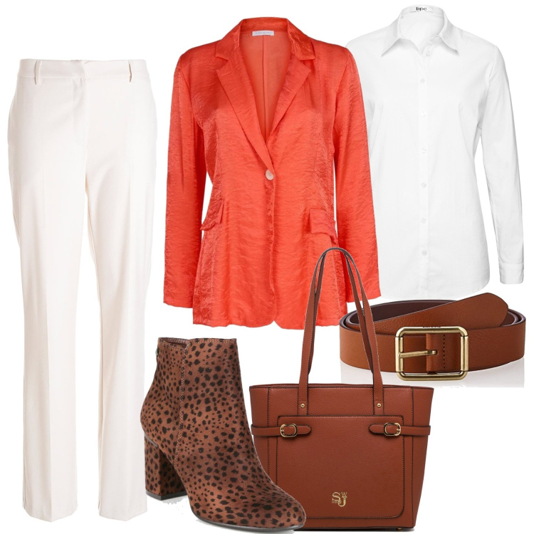 Outfit donna - Total look #1533989. Stile Casual per Ufficio. Abbinamento con camicie, giacche, stivaletti, pantaloni, borse a spalla, cinture.