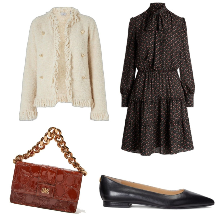 Outfit donna - Din don dan. Stile Bon Ton per Tutti i giorni. Abbinamento con giacche, borse a tracolla, ballerine, vestiti.