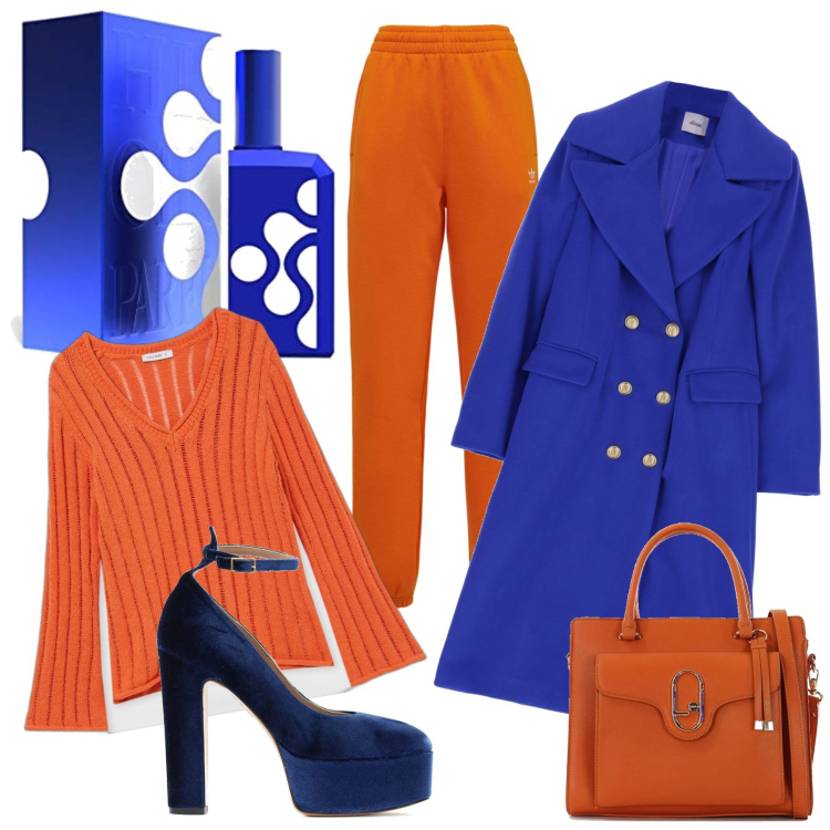 Outfit donna - Casual chic #4140. Stile Casual chic per Tutti i giorni. Abbinamento con borse a mano, décolleté, maglieria, cappotti, pantaloni, profumi.
