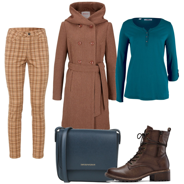 Outfit donna - Giorni pieni. Stile Casual per Tutti i giorni. Abbinamento con cardigans, cappotti, stivaletti, pantaloni, borse a tracolla.