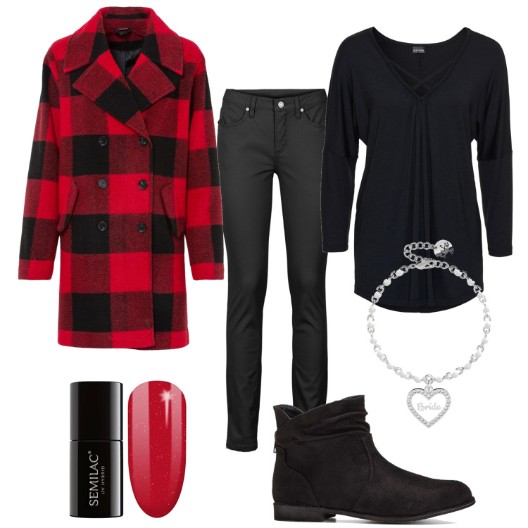 Outfit donna - Black. Stile Urban per Tutti i giorni. Abbinamento con jeans, stivaletti, maglieria, cappotti, braccialetti, smalti.