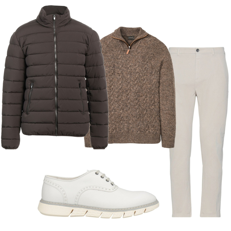 Outfit uomo - Semplicemente. Stile Casual per Tutti i giorni. Abbinamento con maglieria, pantaloni, piumini, scarpe stringate.