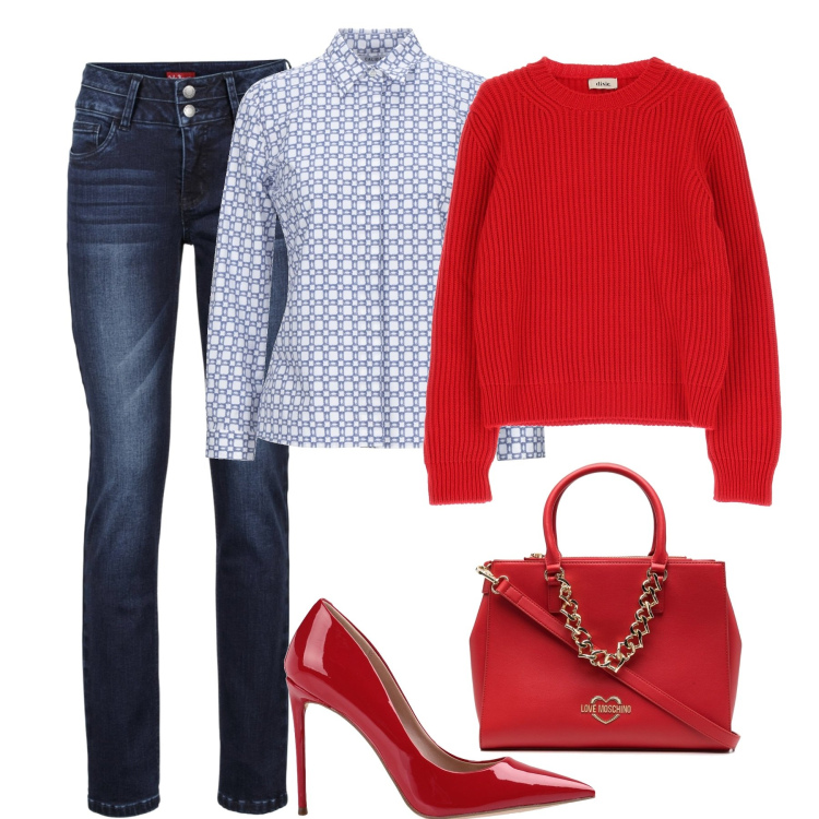 Outfit donna - Urban girl. Stile Urban per Tutti i giorni. Abbinamento con jeans, camicie, décolleté, borse tote, maglieria.