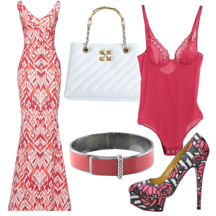 Outfit donna - Total look #1541390. Stile Glamour per Serata fuori. Abbinamento con vestiti lunghi, décolleté, body, braccialetti, borse a mano.