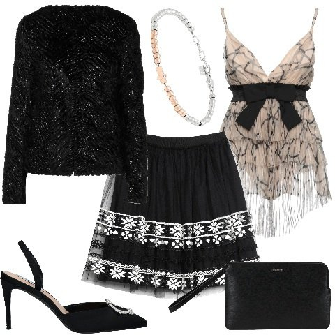 Outfit donna - YOOX - San Valentino. Stile Romantica per Serata fuori. Abbinamento con top, gonne longuette, cappotti, borse a mano, décolleté, braccialetti.
