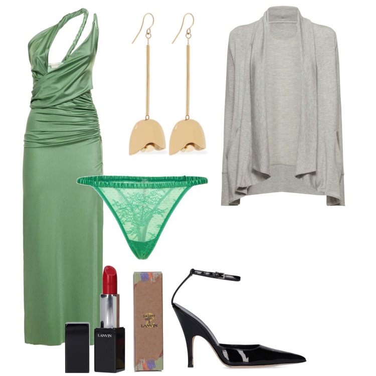 Outfit donna - Luisaviaroma a San Valentino. Stile Sexy per Serata fuori. Abbinamento con perizomi, vestiti asimmetrici, rossetti, cardigans, décolleté, orecchini.
