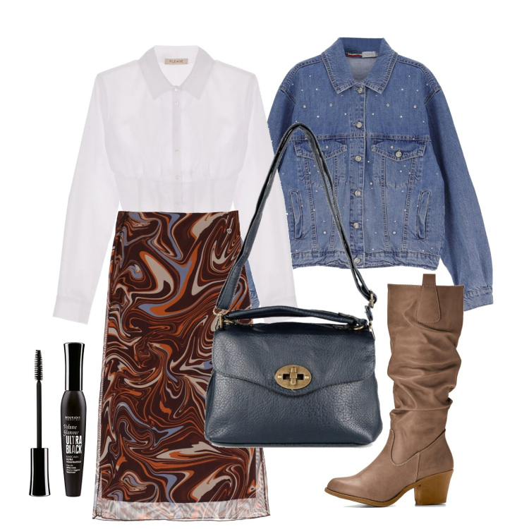 Outfit donna - Ghost outfitter - in centro. Stile Casual per Tutti i giorni. Abbinamento con stivali, borse a mano, gonne longuette, camicie, giacche, mascara.