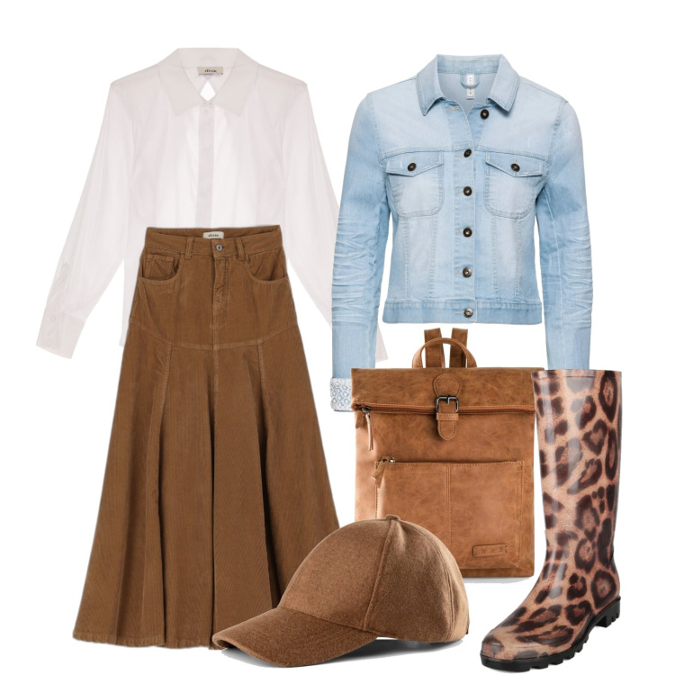 Outfit donna - Ghost outfitter - in centro. Stile Casual per Tutti i giorni. Abbinamento con blazer, zaini, cappelli con visiera, stivali, camicie, gonne longuette.