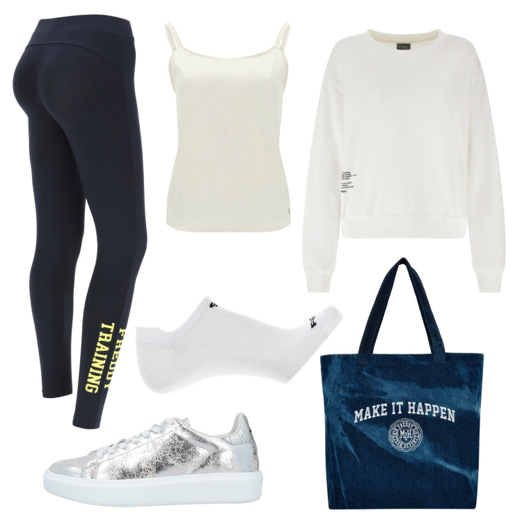Outfit donna - Freddy speciale donna. Stile Basic per Tutti i giorni. Abbinamento con sneakers, calzini, felpe, leggings, shopping bag, canottiere.