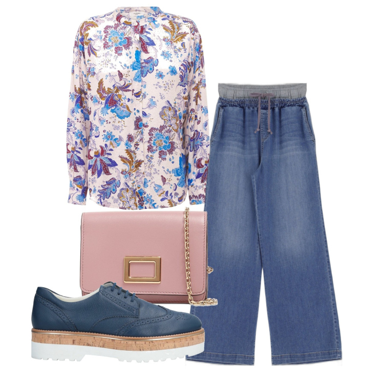 Outfit donna - In giro. Stile Casual chic per Tutti i giorni. Abbinamento con scarpe stringate, jeans, camicie, pochette.