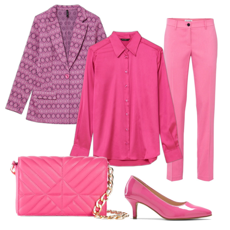 Outfit donna - Curvy chic. Stile Chic per Tutti i giorni. Abbinamento con giacche, camicie, pantaloni, décolleté, borse a mano.