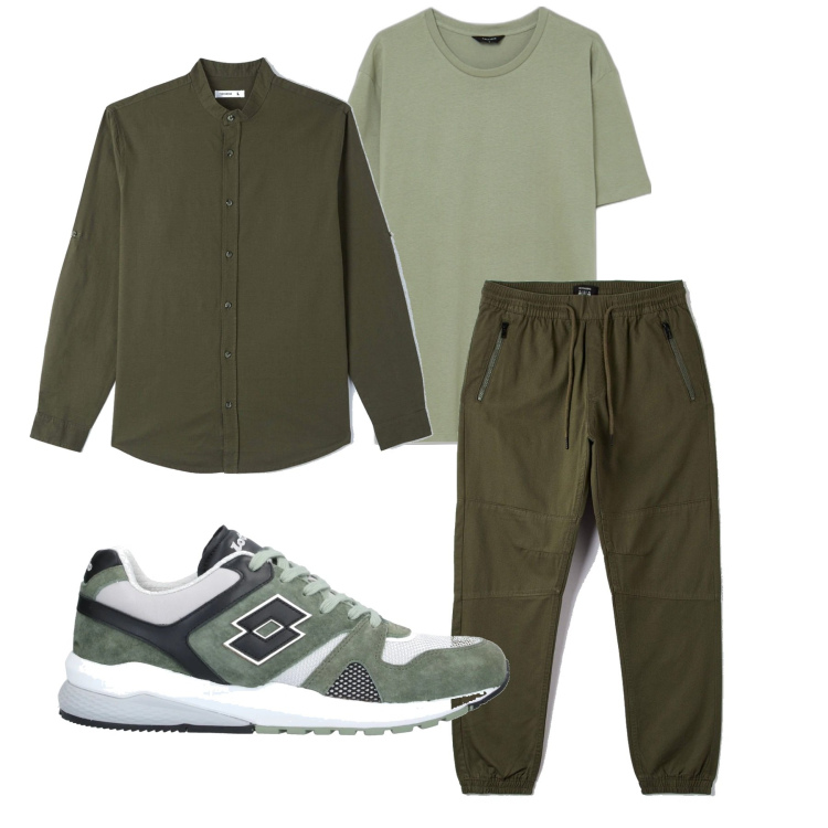 Outfit uomo - In giro. Stile Casual per Tutti i giorni. Abbinamento con sneakers, camicie, pantaloni, t-shirt.