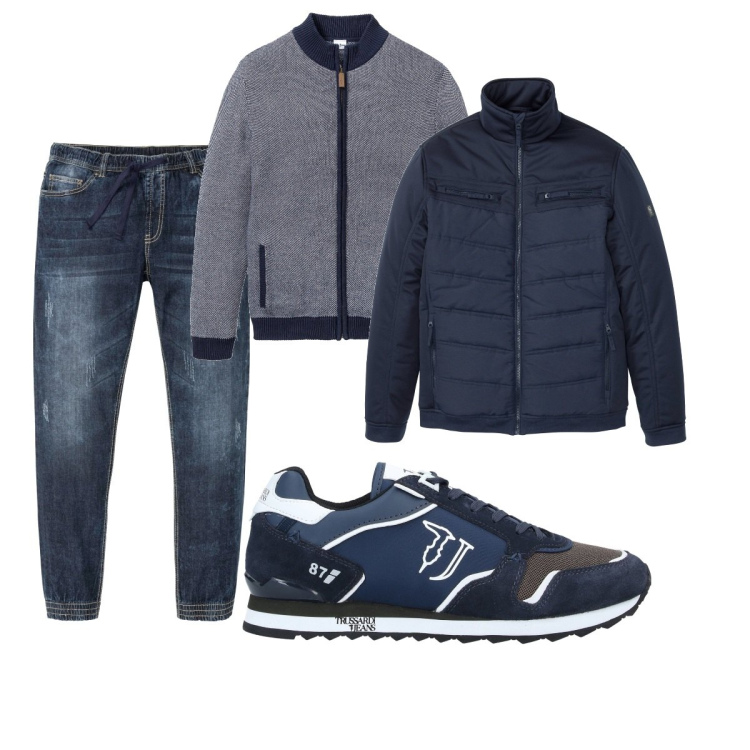 Outfit uomo - Casual #5510. Stile Casual per Tutti i giorni. Abbinamento con cardigans, giacche, jeans slim fit, sneakers.