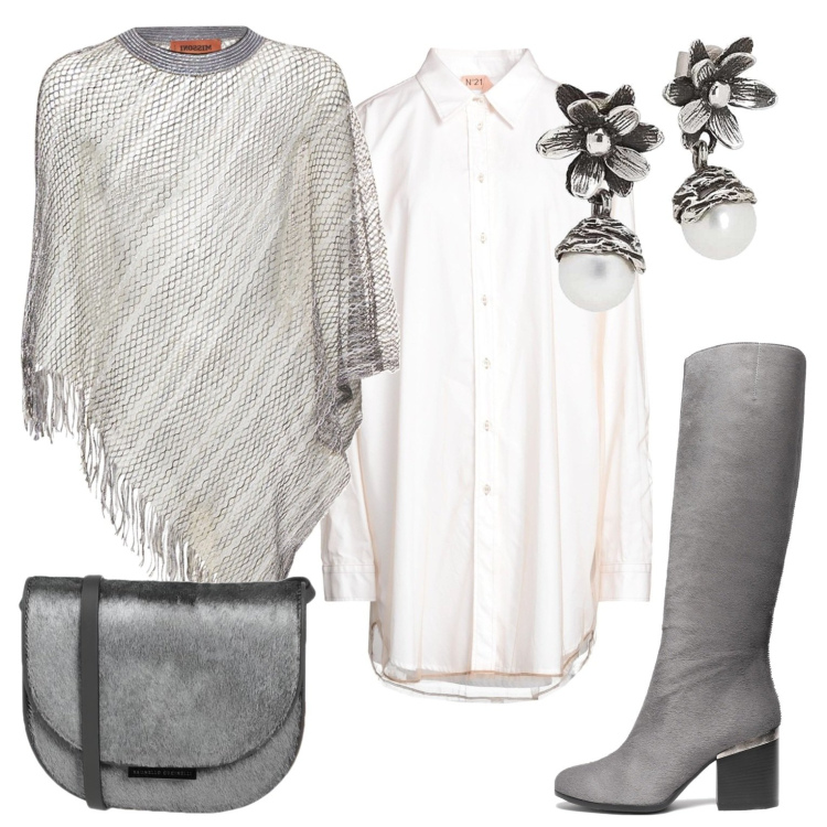 Outfit donna - Io valgo. Stile Casual chic per Serata fuori. Abbinamento con stivali, vestiti corti, borse a tracolla, orecchini, cappotti.