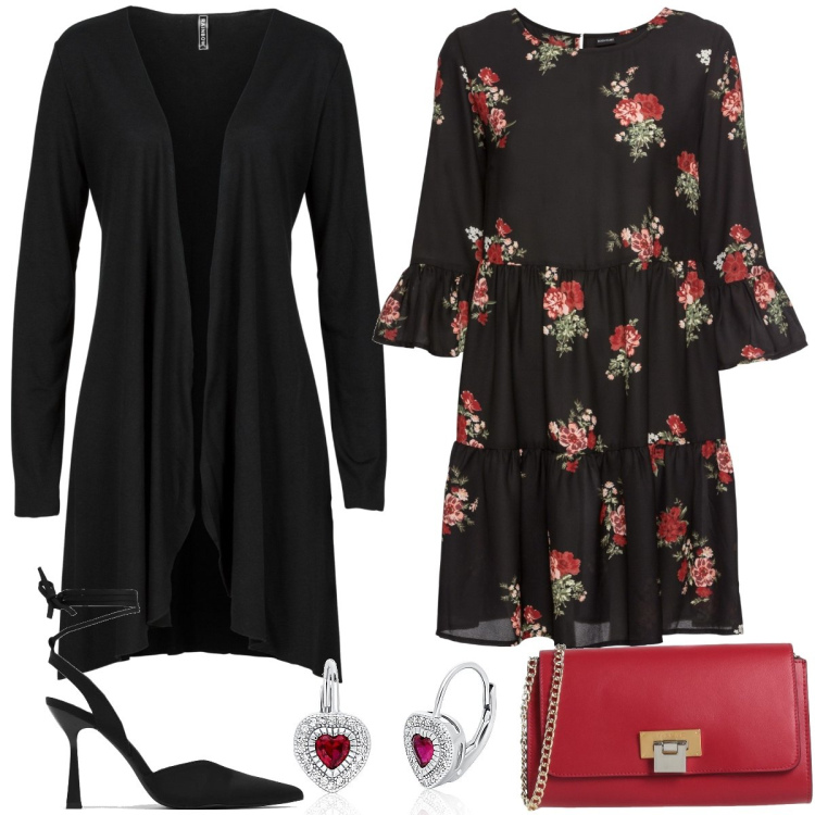 Outfit donna - Total look #1552862. Stile Romantica per Tutti i giorni. Abbinamento con cardigans, vestiti, borse a tracolla, orecchini, décolleté.