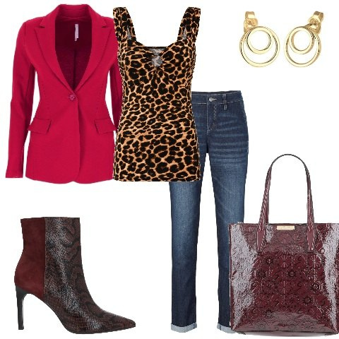 Outfit donna - Mi vesto trendy quanto basta. Stile Trendy per Tutti i giorni. Abbinamento con jeans boyfriend, top, borse a mano, stivaletti, giacche, orecchini.