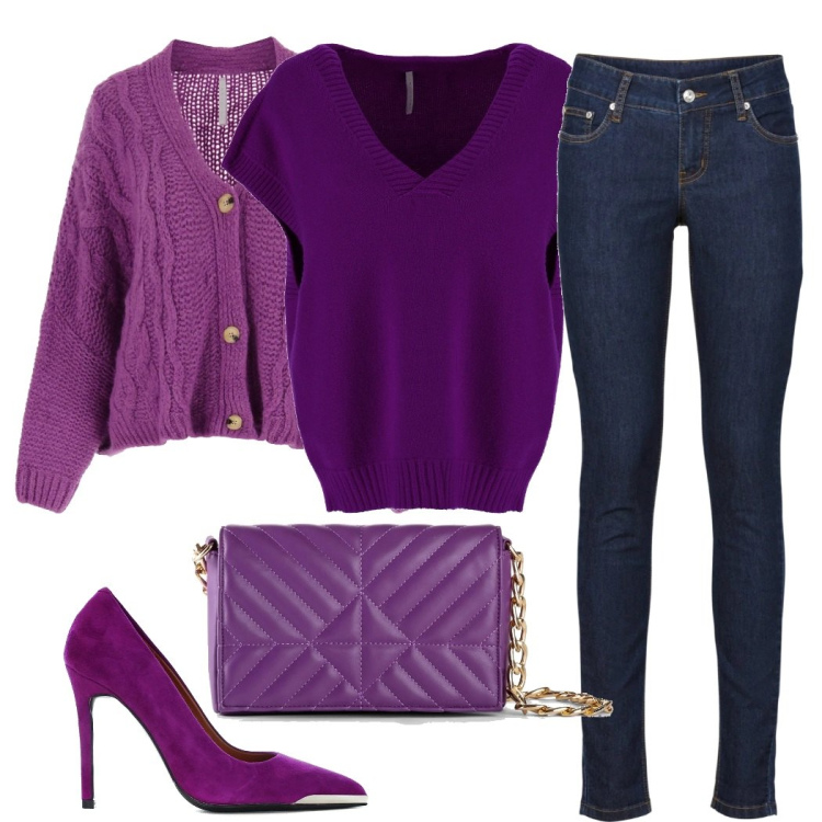 Outfit donna - Tacco 11. Stile Casual chic per Tutti i giorni. Abbinamento con jeans skinny, borse a mano, décolleté, pullovers, cardigans.
