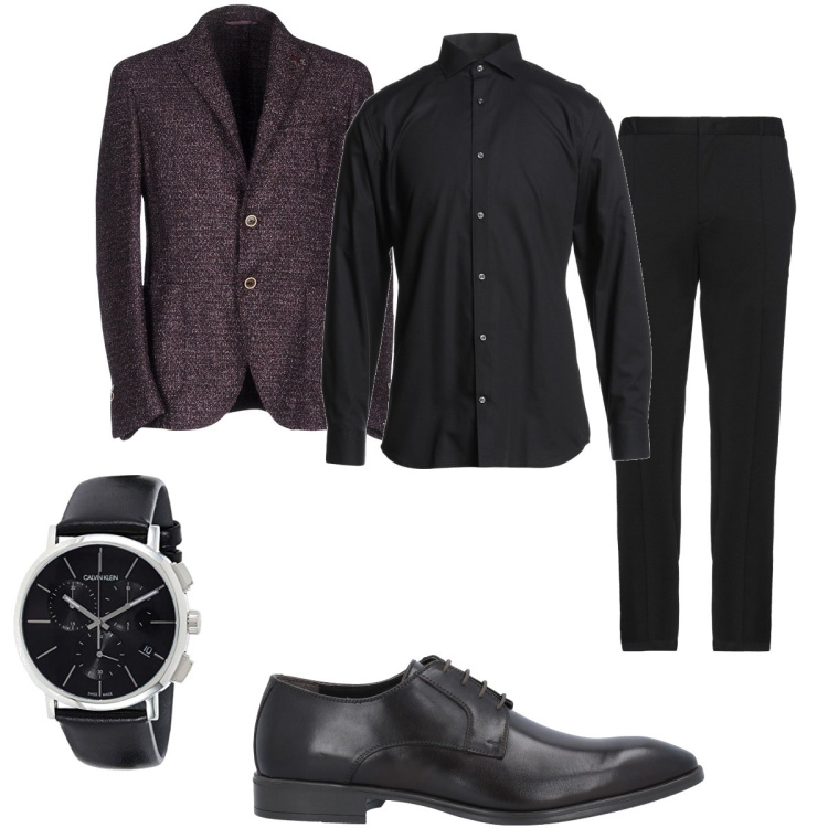 Outfit uomo - Giacca viola. Stile Business/Elegante per Cerimonia. Abbinamento con giacche, pantaloni, camicie, scarpe stringate, orologi.