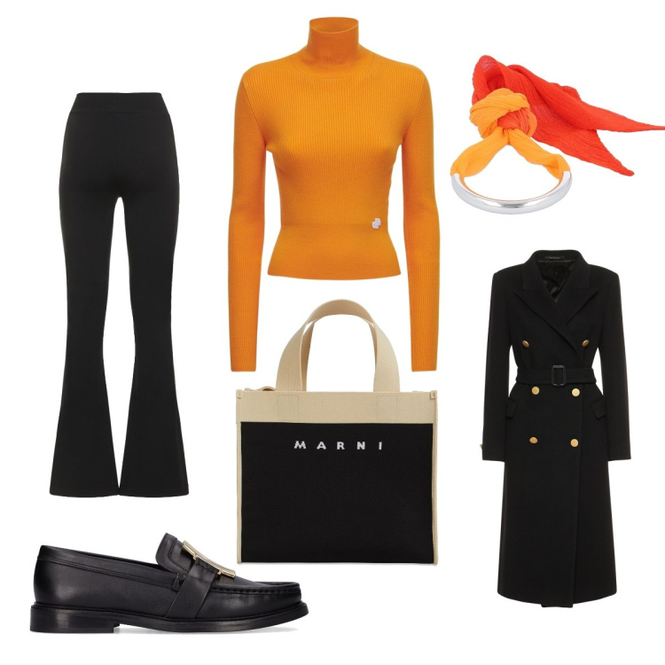 Outfit donna - Dolcevita giallo sole. Stile Casual chic per Tutti i giorni. Abbinamento con borse a mano, braccialetti, maglieria, cappotti, mocassini, pantaloni.