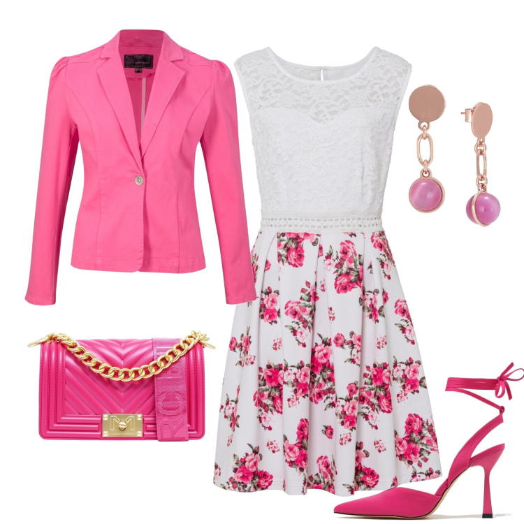 Outfit donna - In città. Stile Romantica per Tutti i giorni. Abbinamento con camicie a manica corta, vestiti, borse a spalla, orecchini, décolleté.