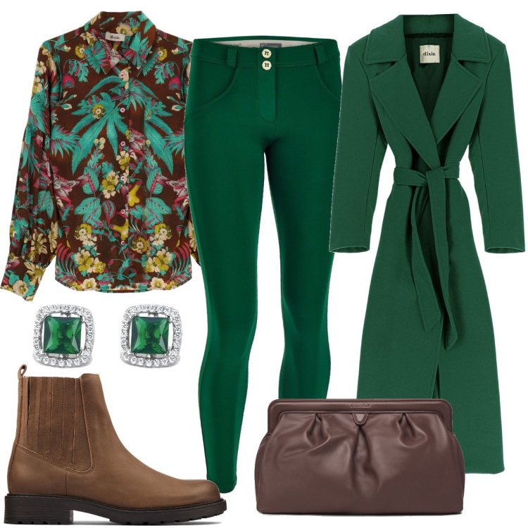 Outfit donna - Rubo gli accessori della nonna. Stile Casual chic per Tutti i giorni. Abbinamento con orecchini, stivaletti chelsea, clutch, pantaloni skinny, cappotti, camicie.