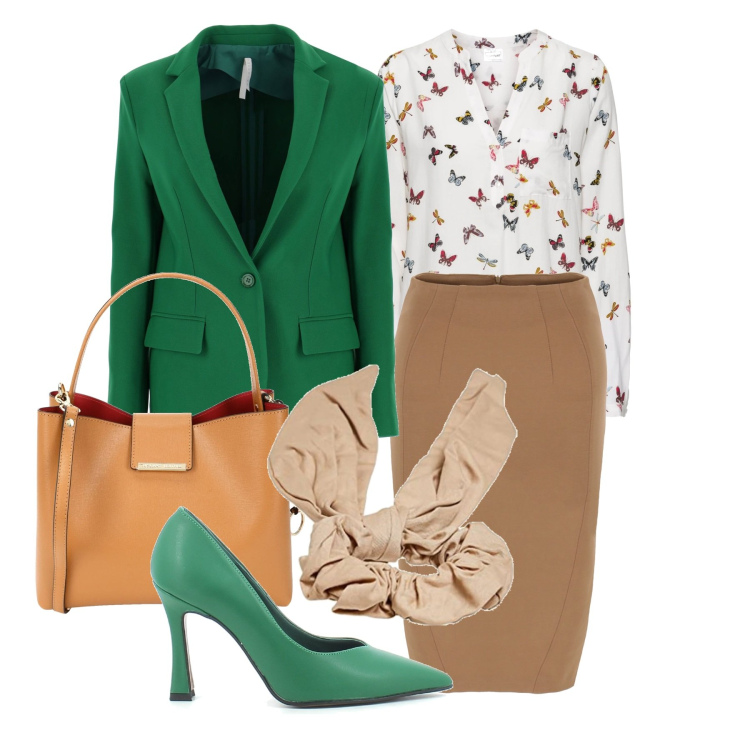 Outfit donna - Tubino salvatutto. Stile Chic per Tutti i giorni. Abbinamento con bluse, borse a mano, blazer, gonne longuette, sandali, fasce per capelli.