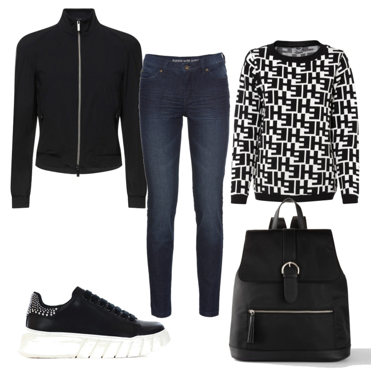 Outfit donna - Urban. Stile Urban per Tutti i giorni. Abbinamento con jeans skinny, maglieria, zaini, giacche, sneakers.