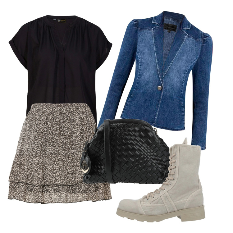 Outfit donna - Gli stivaletti primaverili. Stile Urban per Tutti i giorni. Abbinamento con camicie a manica corta, minigonne, blazer, borse a tracolla, stivaletti.