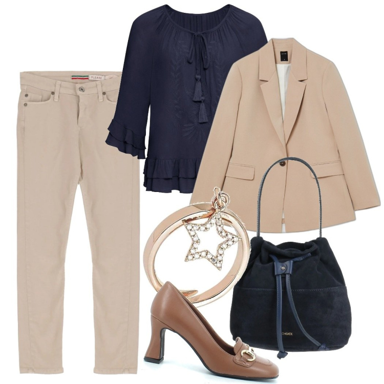 Outfit donna - Mannish #291. Stile Mannish per Ufficio. Abbinamento con borse a mano, tuniche, pantaloni skinny, anelli, giacche, sandali.