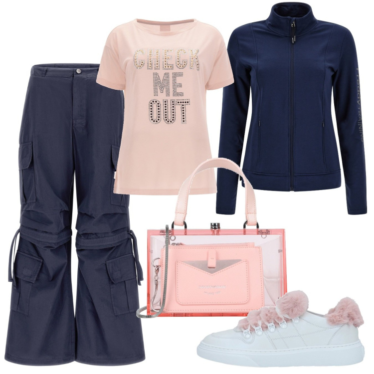 Outfit donna - Primavera/Estate 2023 Freddy. Stile Casual chic per Tutti i giorni. Abbinamento con sneakers, borse a mano, pantaloni cargo, felpe, t-shirt.