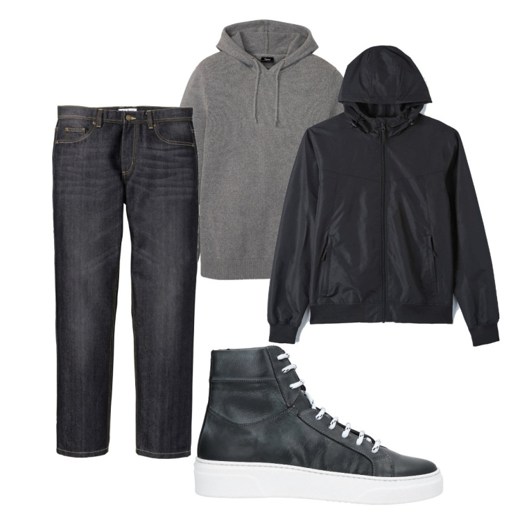 Outfit uomo - I pantaloni denim. Stile Trendy per Tutti i giorni. Abbinamento con jeans dritti, maglieria, sneakers, cappotti.