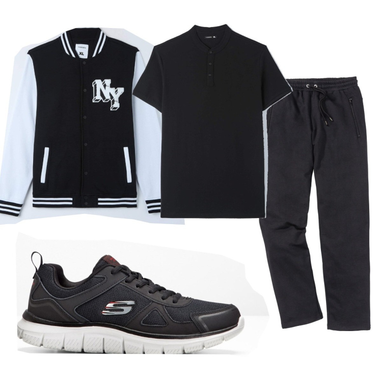 Outfit uomo - Total look #1559002. Stile Trendy per Tutti i giorni. Abbinamento con pantaloni, sneakers, cappotti, t-shirt.