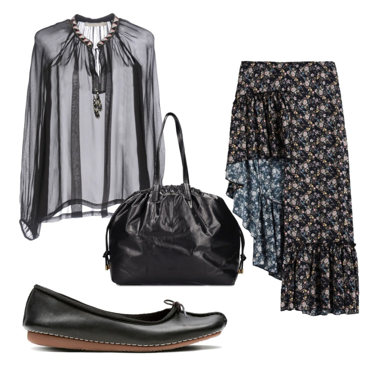 Outfit donna - Total look #1559126. Stile Etnico per Tutti i giorni. Abbinamento con minigonne, bluse, ballerine, borse a spalla.