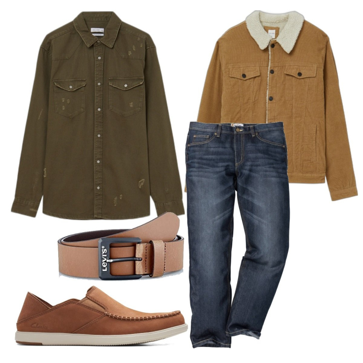 Outfit uomo - Il jeans denim. Stile Casual per Tutti i giorni. Abbinamento con jeans dritti, giacche, camicie, scarpe stringate, cinture.