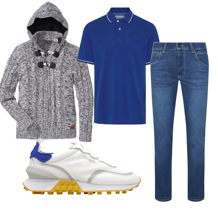 Outfit uomo - Total look #1560327. Stile Trendy per Tutti i giorni. Abbinamento con maglieria, jeans, polo, sneakers.