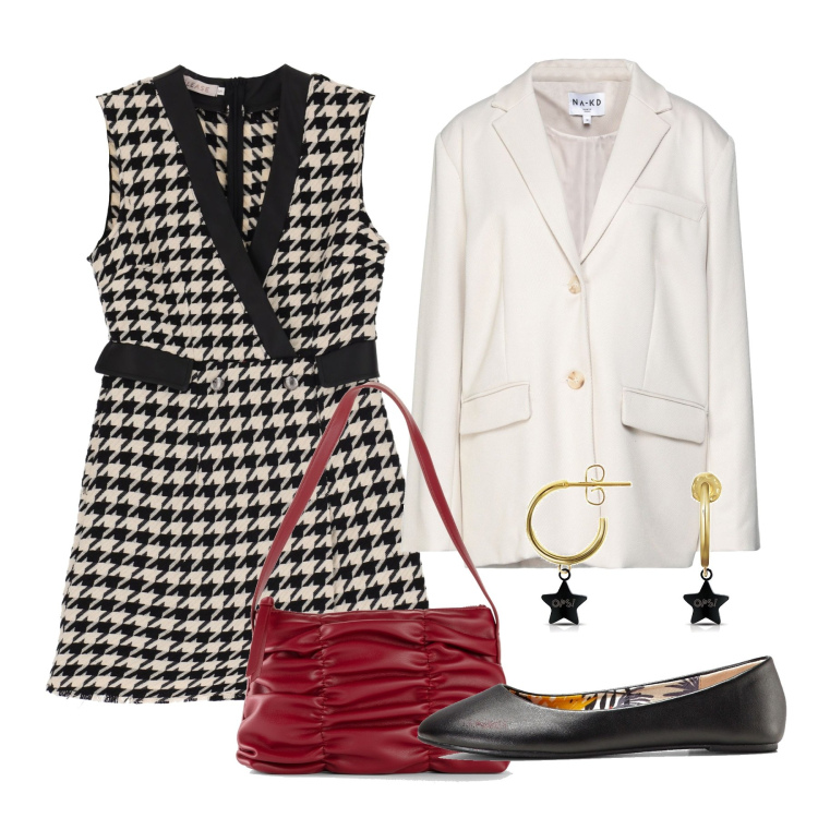 Outfit donna - Ballerine e abitino chanel style. Stile Chic per Tutti i giorni. Abbinamento con ballerine, borse a mano, blazer, vestiti corti, orecchini.