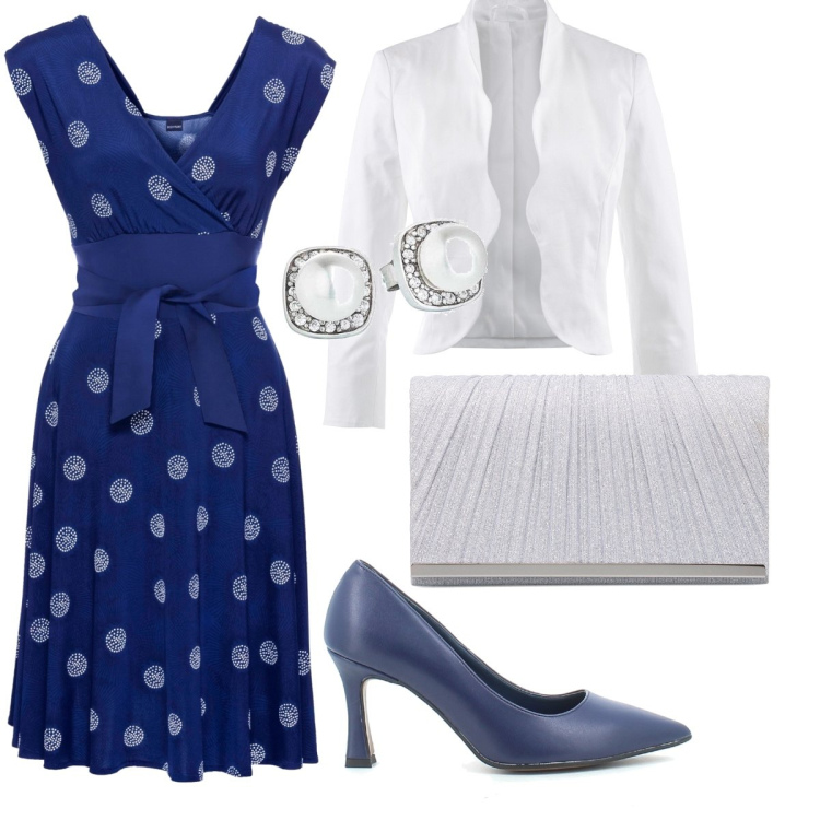 Outfit donna - Cerimonia low cost. Stile Chic per Cerimonia. Abbinamento con blazer, vestiti, orecchini, sandali, clutch.